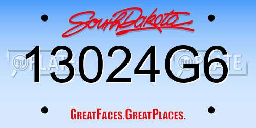 13024G6 South Dakota License Plate