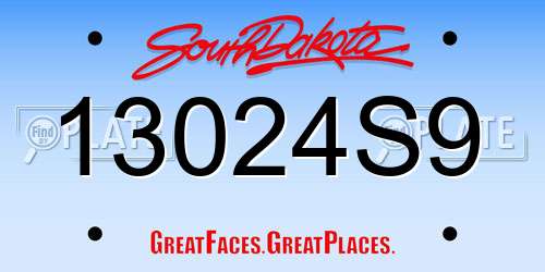 13024S9 South Dakota License Plate