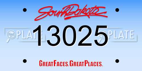 13025 South Dakota License Plate