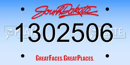 1302506 South Dakota License Plate