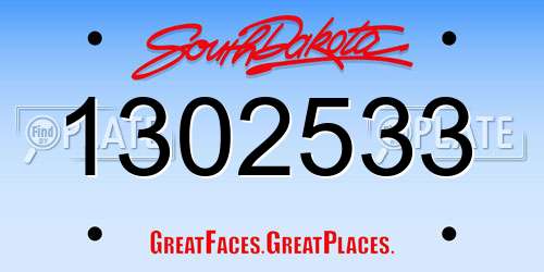 1302533 South Dakota License Plate