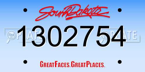 1302754 South Dakota License Plate