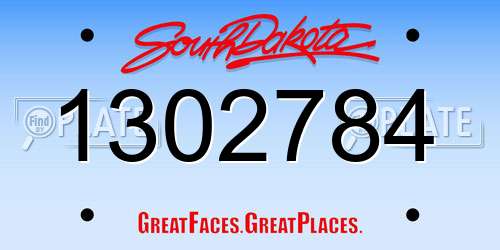 1302784 South Dakota License Plate