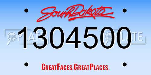1304500 South Dakota License Plate