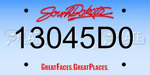 13045D0 South Dakota License Plate