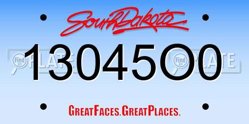 13045O0 South Dakota License Plate
