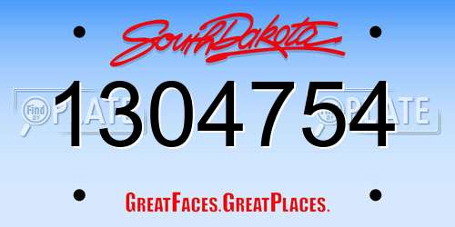 1304754 South Dakota License Plate
