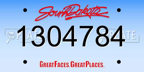 1304784 South Dakota License Plate
