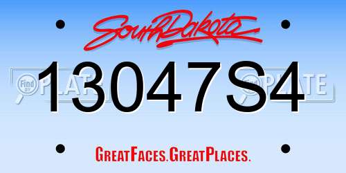 13047S4 South Dakota License Plate