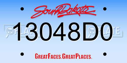 13048D0 South Dakota License Plate