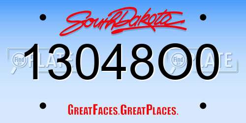 13048O0 South Dakota License Plate
