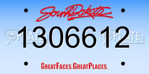 1306612 South Dakota License Plate