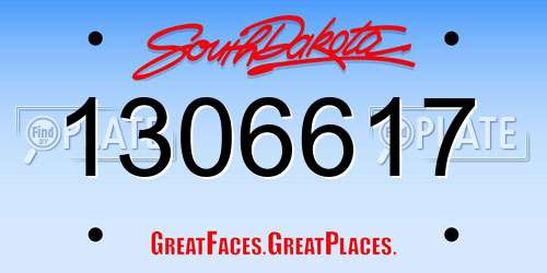 1306617 South Dakota License Plate