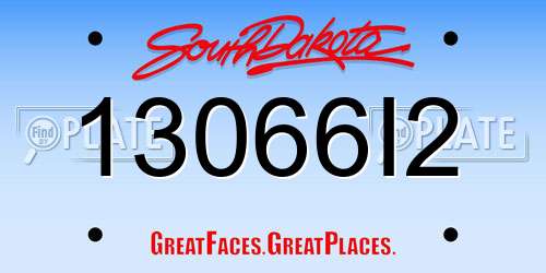 13066I2 South Dakota License Plate