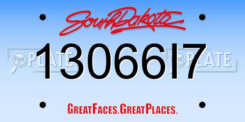 13066I7 South Dakota License Plate