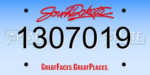1307019 South Dakota License Plate