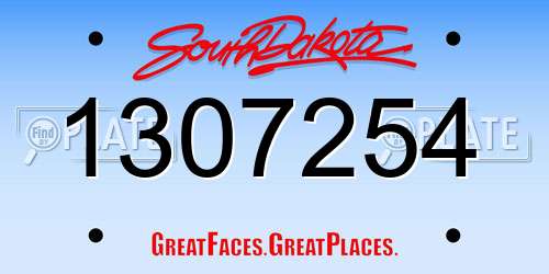 1307254 South Dakota License Plate