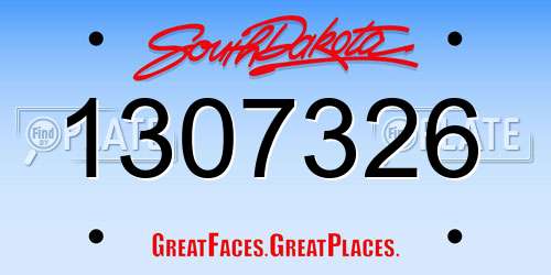 1307326 South Dakota License Plate