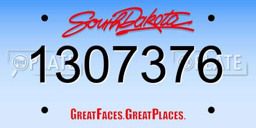 1307376 South Dakota License Plate
