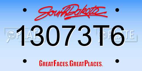 13073T6 South Dakota License Plate