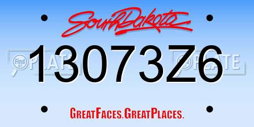 13073Z6 South Dakota License Plate