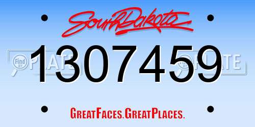 1307459 South Dakota License Plate