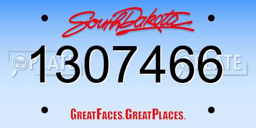 1307466 South Dakota License Plate