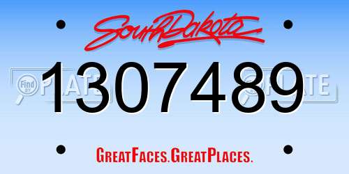 1307489 South Dakota License Plate