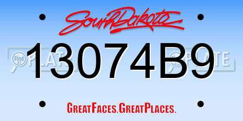 13074B9 South Dakota License Plate