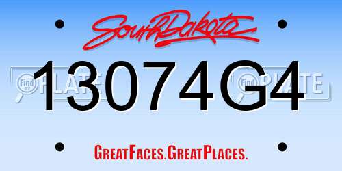 13074G4 South Dakota License Plate