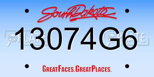 13074G6 South Dakota License Plate
