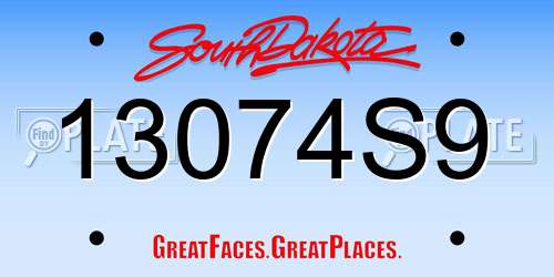 13074S9 South Dakota License Plate