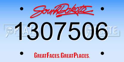 1307506 South Dakota License Plate
