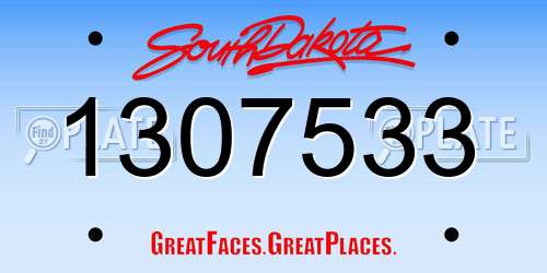 1307533 South Dakota License Plate