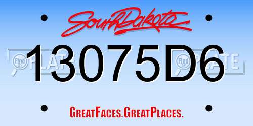13075D6 South Dakota License Plate