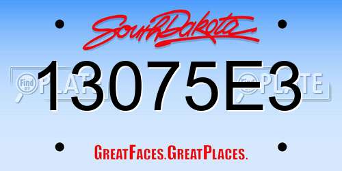 13075E3 South Dakota License Plate