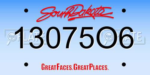 13075O6 South Dakota License Plate
