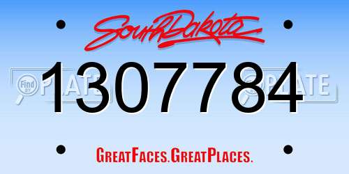 1307784 South Dakota License Plate