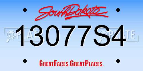 13077S4 South Dakota License Plate
