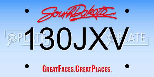 130JXV South Dakota License Plate