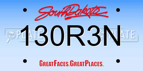 130R3N South Dakota License Plate