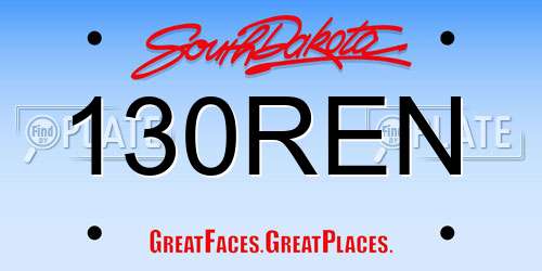 130REN South Dakota License Plate