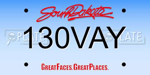 130VAY South Dakota License Plate