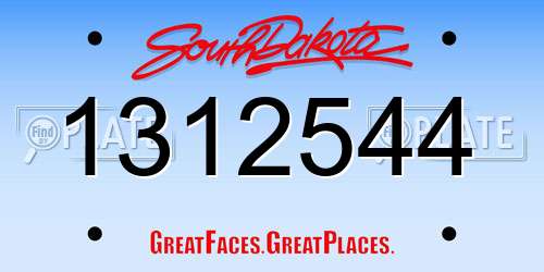 1312544 South Dakota License Plate