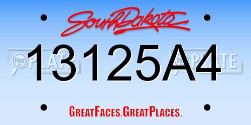 13125A4 South Dakota License Plate
