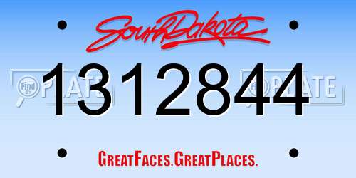 1312844 South Dakota License Plate