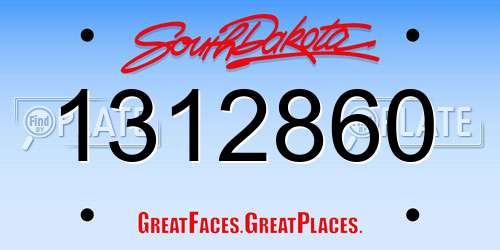 1312860 South Dakota License Plate