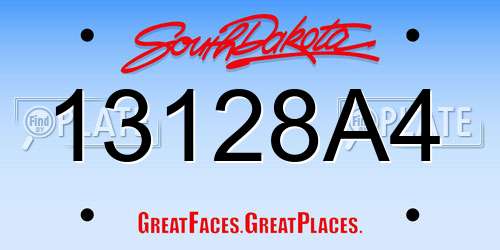 13128A4 South Dakota License Plate