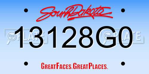 13128G0 South Dakota License Plate