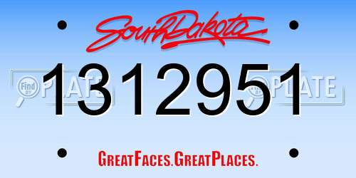 1312951 South Dakota License Plate